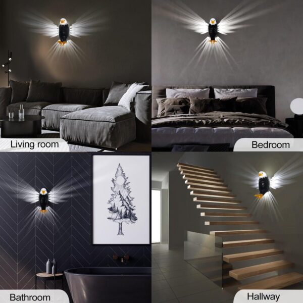 Bald Eagle Wall Light In Just Rs 699 - 3D Animal Night Lamp, USB Charging, Remote Control, Battery Operated Eagle Light for Bedroom, Living Room - Image 3